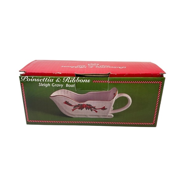 Tienshan Fine China Poinsettia & Ribbons Gravy Boat Vintage - Picture 6 of 6